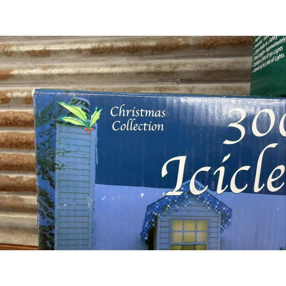 300 Blue Icicle Lights ~ White Wire Christmas Collection LOT of 3-NEW!